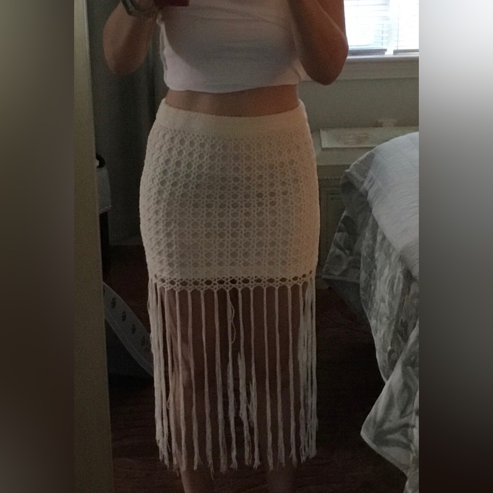 hazel Cream Crochet Mesh Skirt